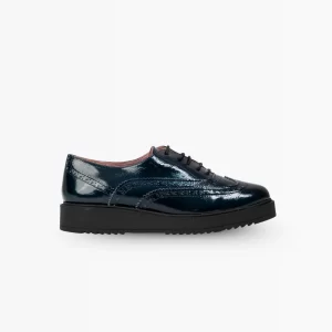 Chausmo Mocassins en Cuir bleu Vernis 1006