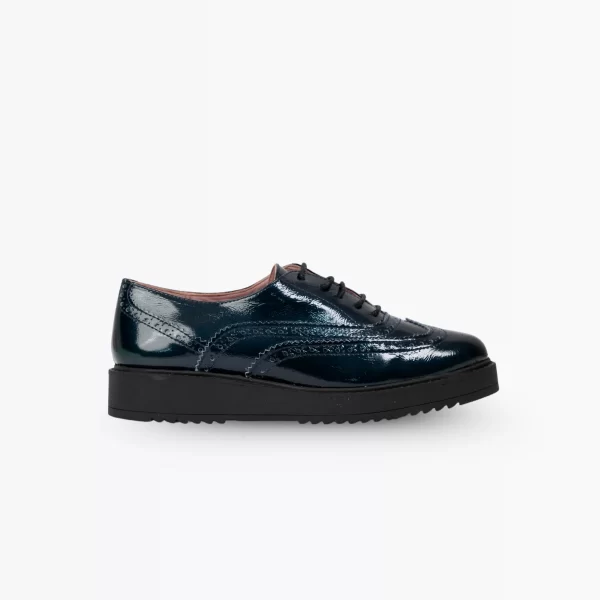 Chausmo Mocassins en Cuir bleu Vernis 1006
