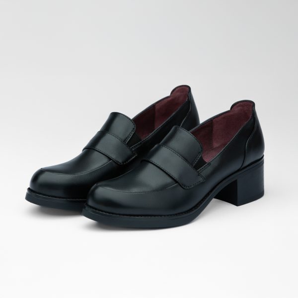 Chausmo Chaussures à talon en cuir Noir _2037 – Image 2