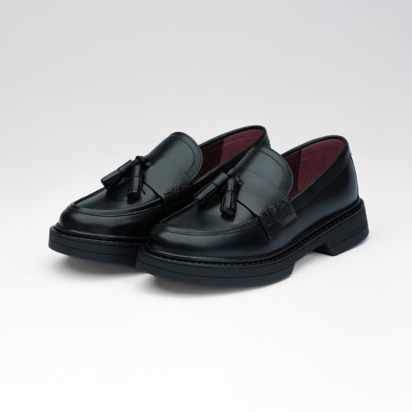 Chausmo Mocassins en cuir Noir à pampilles - 1020 – Image 3