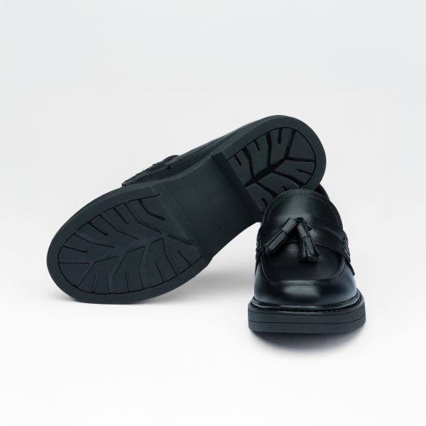 Chausmo Mocassins en cuir Noir à pampilles - 1020 – Image 4