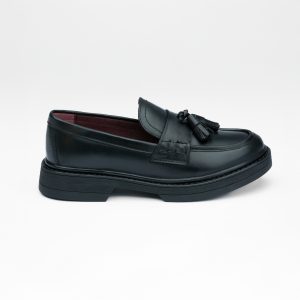 Chausmo Mocassins en cuir Noir à pampilles - 1020