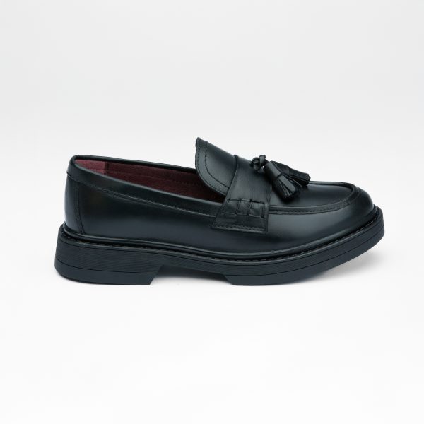 Chausmo Mocassins en cuir Noir à pampilles - 1020