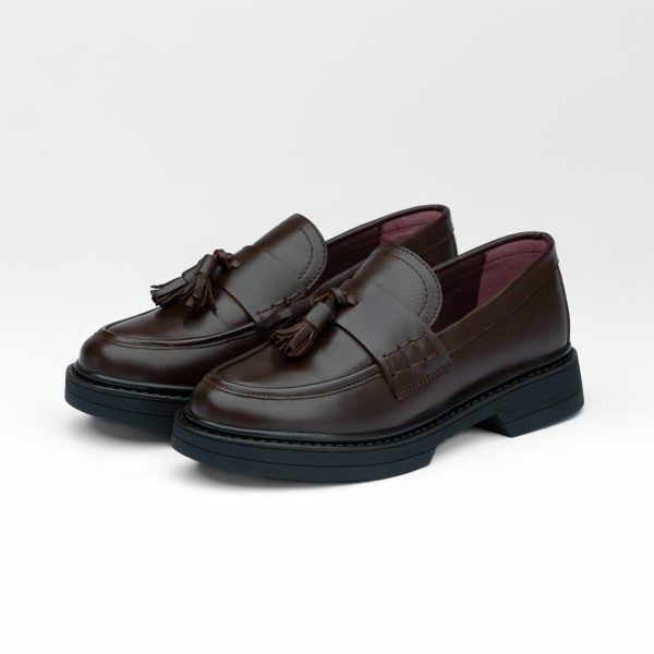 Chausmo Mocassins en cuir Marron à pampilles - 1020 – Image 2