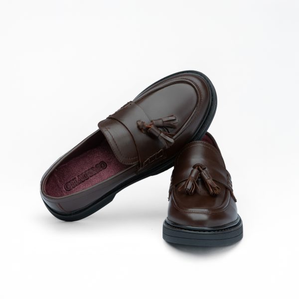 Chausmo Mocassins en cuir Marron à pampilles - 1020 – Image 3