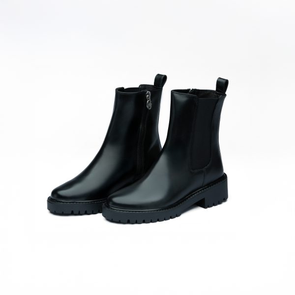Chausmo Bottine en cuir Noir 0003 – Image 4