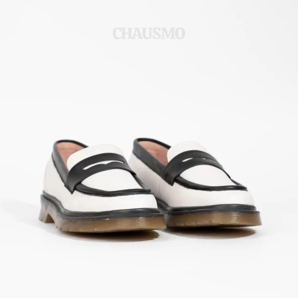 Chausmo Mocassins en Cuir Beige et Noir 0422 – Image 2