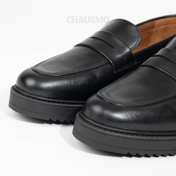 Chausmo Mocassins en Cuir Noir 1005-1 – Image 2