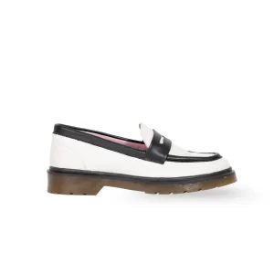 Chausmo Mocassins en Cuir Beige et Noir 0422