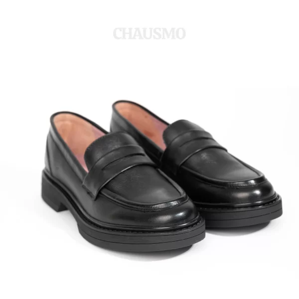 Chausmo Mocassins en cuir Noir 1005 – Image 4