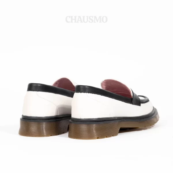 Chausmo Mocassins en Cuir Beige et Noir 0422 – Image 5