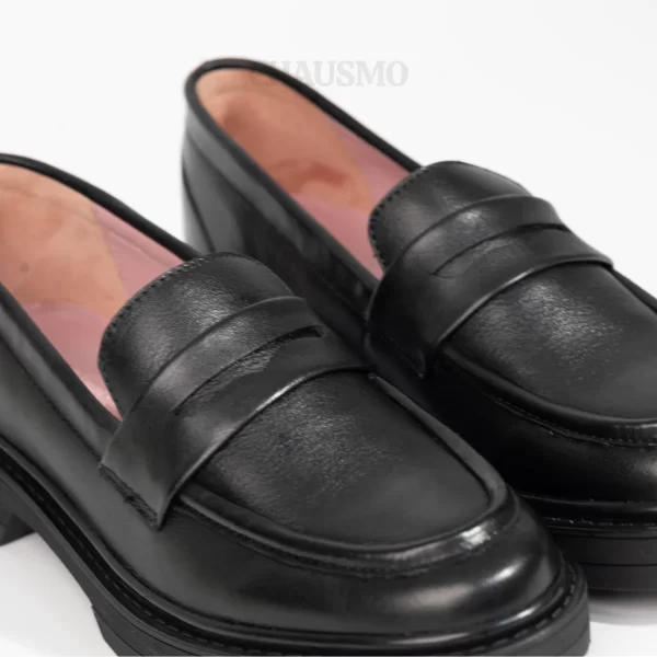 Chausmo Mocassins en cuir Noir 1005 – Image 5